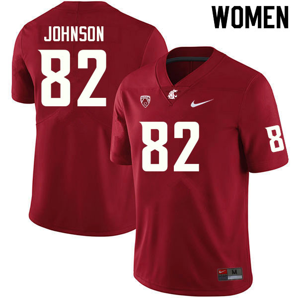 Women #82 Cameron Johnson Washington State Cougars College Football Jerseys Sale-Crimson